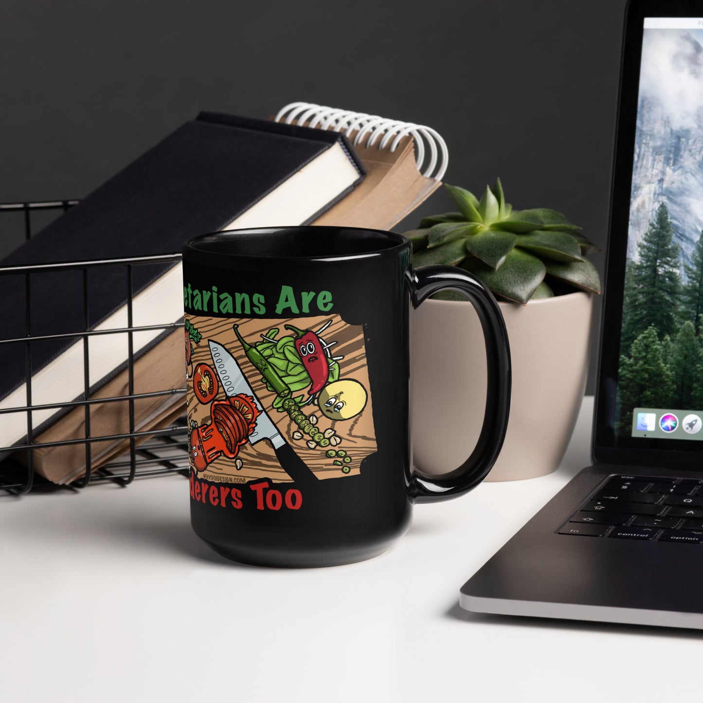Vegetarians Are Murderers - Black Glossy Mug