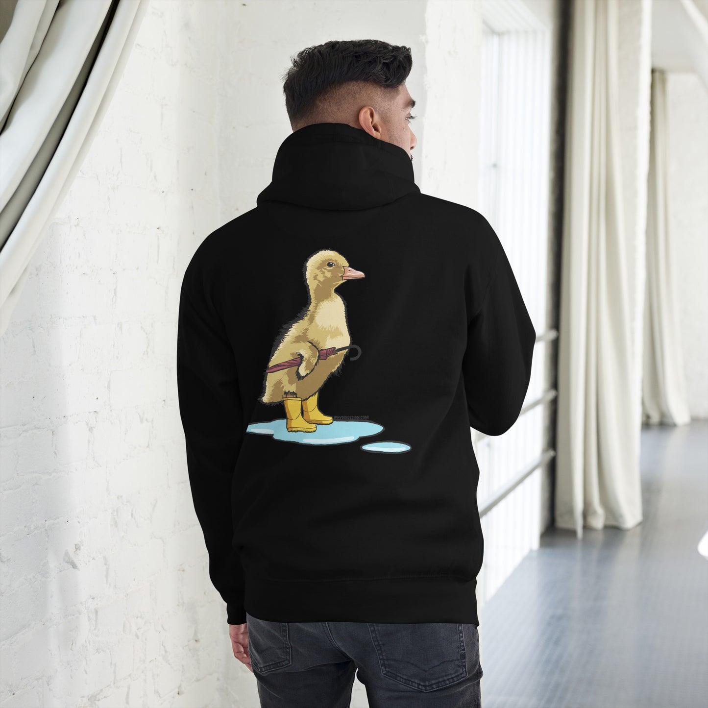 Duckling in the Rain – Cute Umbrella-Ready Duckling - Unisex Hoodie