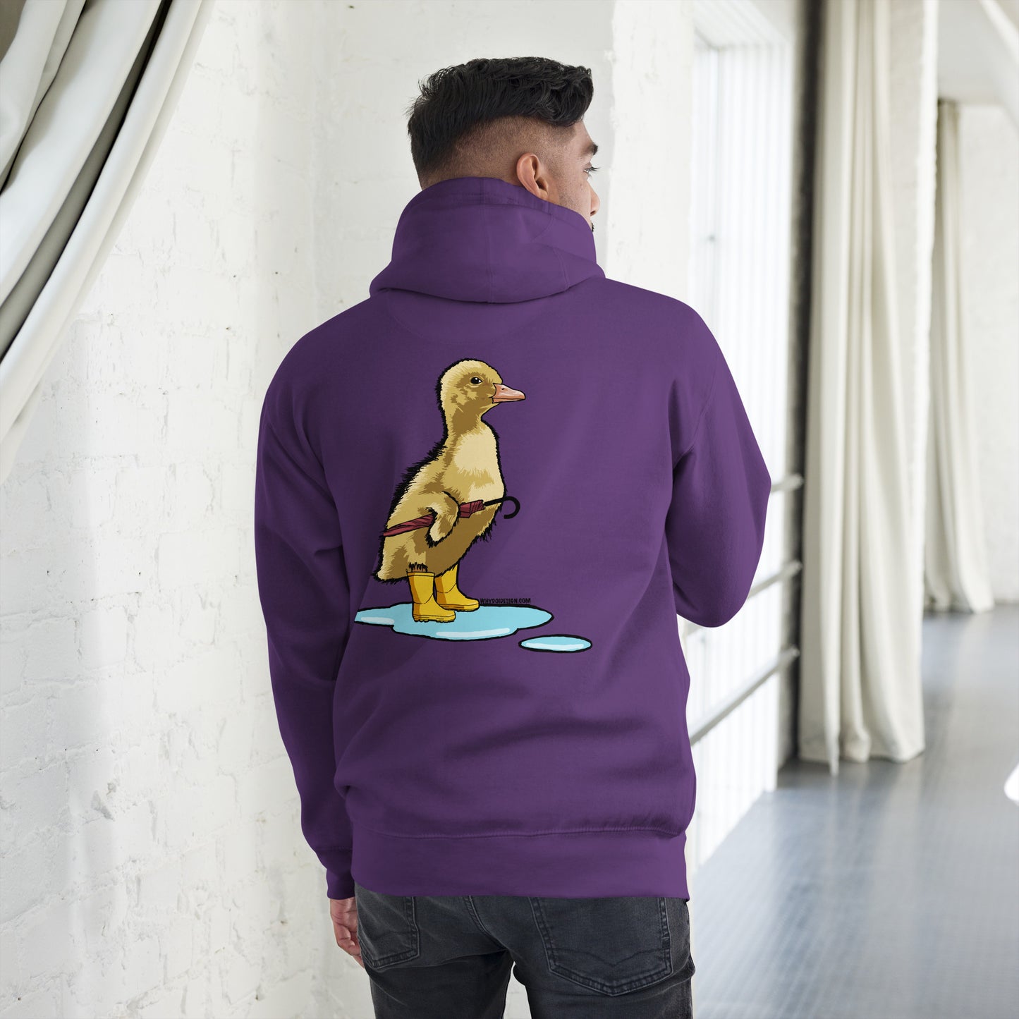 Duckling in the Rain – Cute Umbrella-Ready Duckling - Unisex Hoodie