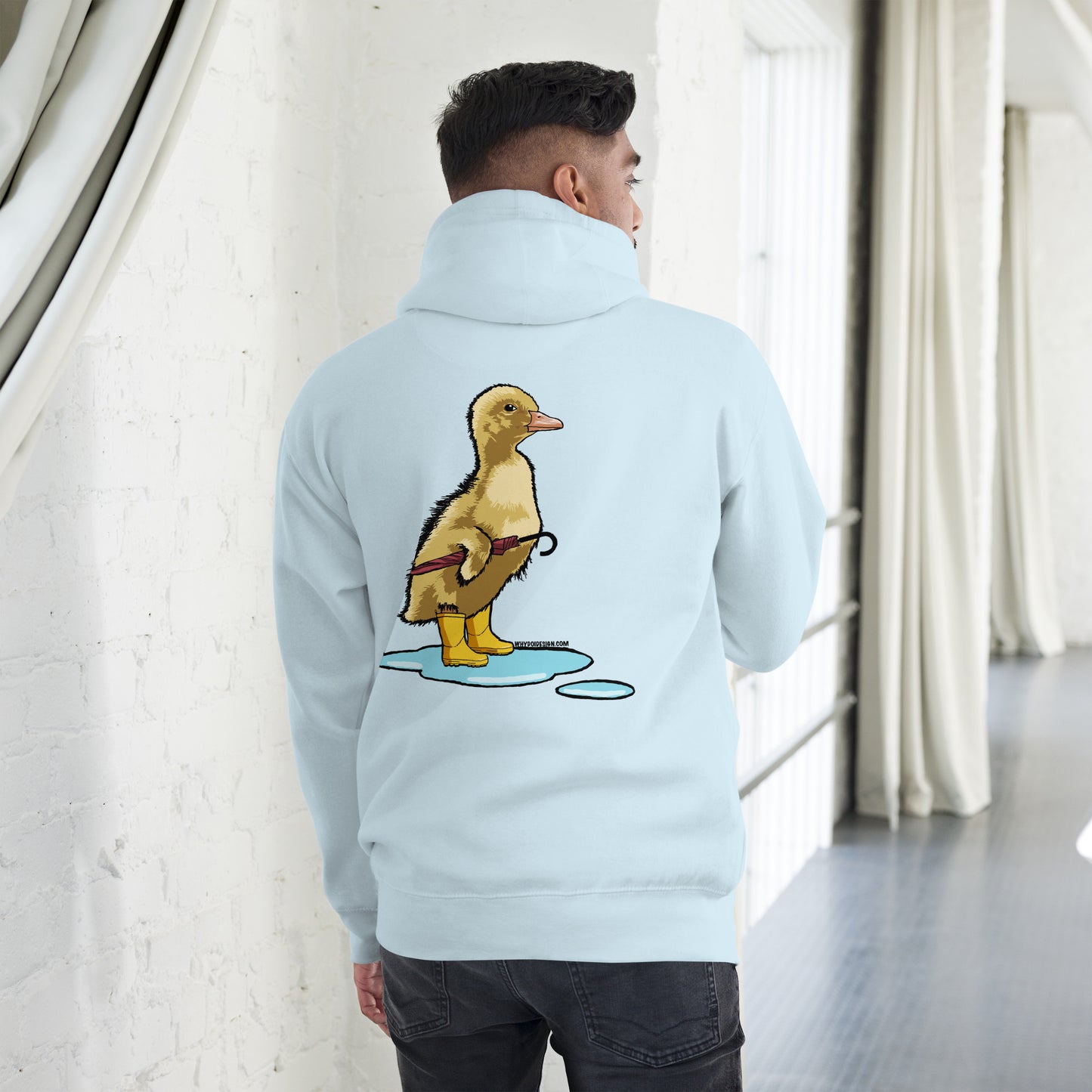 Duckling in the Rain – Cute Umbrella-Ready Duckling - Unisex Hoodie