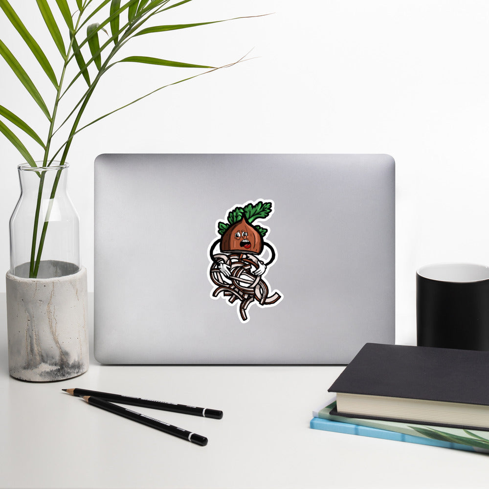 Onion Trying to Hold It Together - Bubble-free stickers